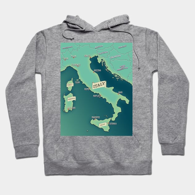 Map Of Italy Hoodie by nickemporium1